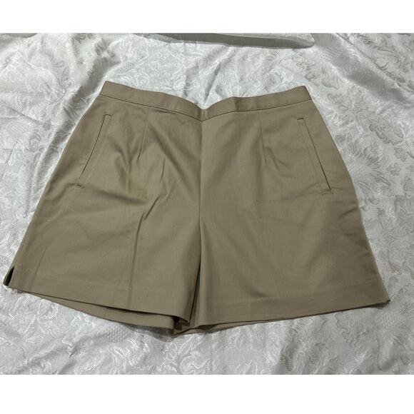 NEW Tribal Shorts Petite 14 Khaki Side Button Zip Slit Pockets Comfort Stretch - Picture 1 of 6